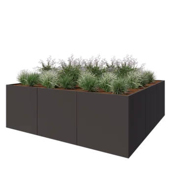 Jardinière XXL en acier - Carré - 300 x 300 x 100 cm - RAL7016 mat (gris anthracite) - Sanc plaque de fond