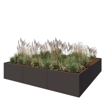 Jardinière XXL en acier - Carré - 300 x 300 x 60 cm - Autre couleur RAL - Sanc plaque de fond