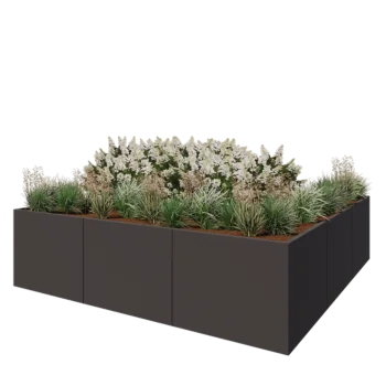 Jardinière XXL en acier - Carré - 300 x 300 x 80 cm - Autre couleur RAL - Sanc plaque de fond