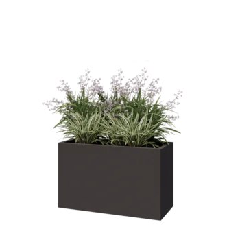 Jardinière en acier - Rectangle - 100 x 40 x 60 cm - RAL7016 mat (gris anthracite) - Avec plaque de fond