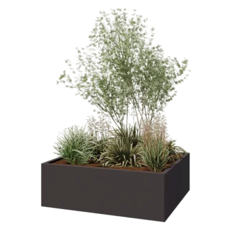 Jardinière en acier - Rectangle - 120 x 100 x 40 cm - Autre couleur RAL - Sanc plaque de fond