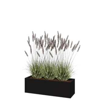 Jardinière en acier - Rectangle - 100 x 30 x 30 cm - RAL9005 mat (noir) - Sanc plaque de fond