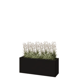 Jardinière en acier - Rectangle - 100 x 30 x 40 cm - RAL9005 mat (noir) - Sanc plaque de fond