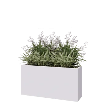 Jardinière en acier - Rectangle - 120 x 30 x 60 cm - RAL9010 mat (blanc) - Sanc plaque de fond