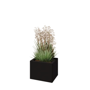 Jardinière en acier - Rectangle - 40 x 30 x 30 cm - RAL9005 mat (noir) - Sanc plaque de fond