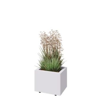 Jardinière en acier - Rectangle - 40 x 30 x 30 cm - RAL9010 mat (blanc) - Avec plaque de fond - Avec pieds