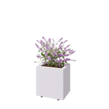 Jardinière en acier - Rectangle - 40 x 30 x 40 cm - RAL9010 mat (blanc) - Avec plaque de fond - Avec pieds