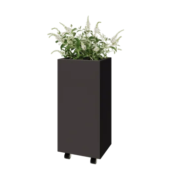 Jardinière en acier - Rectangle - 40 x 30 x 80 cm - Autre couleur RAL - Avec plaque de fond - Avec roulettes