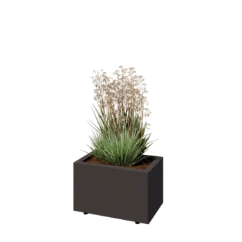 Jardinière en acier - Rectangle - 50 x 30 x 30 cm - Autre couleur RAL - Avec plaque de fond - Avec pieds