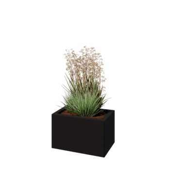 Jardinière en acier - Rectangle - 50 x 30 x 30 cm - RAL9005 mat (noir) - Sanc plaque de fond