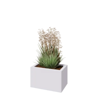 Jardinière en acier - Rectangle - 50 x 30 x 30 cm - RAL9010 mat (blanc) - Avec plaque de fond