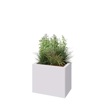 Jardinière en acier - Rectangle - 50 x 30 x 40 cm - RAL9010 mat (blanc) - Avec plaque de fond