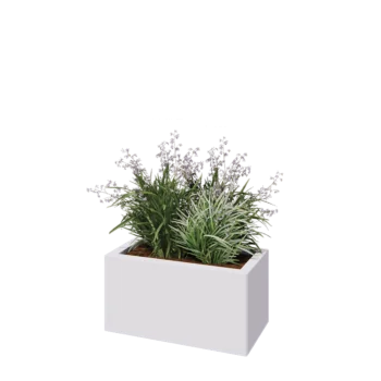 Jardinière en acier - Rectangle - 60 x 30 x 30 cm - RAL9010 mat (blanc) - Sanc plaque de fond