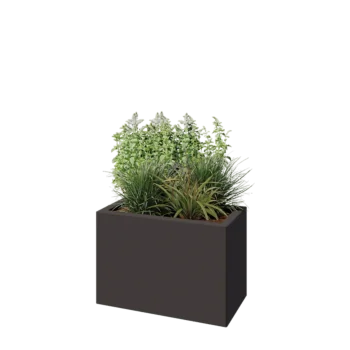 Jardinière en acier - Rectangle - 60 x 30 x 40 cm - RAL7016 mat (gris anthracite) - Avec plaque de fond