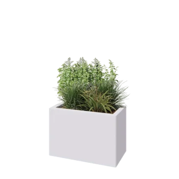 Jardinière en acier - Rectangle - 60 x 30 x 40 cm - RAL9010 mat (blanc) - Sanc plaque de fond