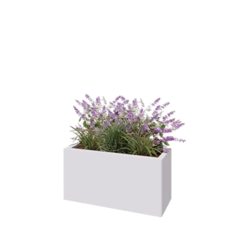 Jardinière en acier - Rectangle - 80 x 30 x 40 cm - RAL9010 mat (blanc) - Avec plaque de fond