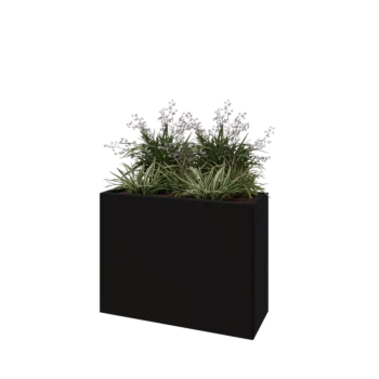 Jardinière en acier - Rectangle - 80 x 30 x 60 cm - RAL9005 mat (noir) - Avec plaque de fond