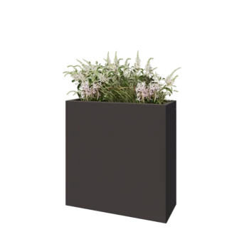 Jardinière en acier - Rectangle - 80 x 30 x 80 cm - RAL7016 mat (gris anthracite) - Avec plaque de fond