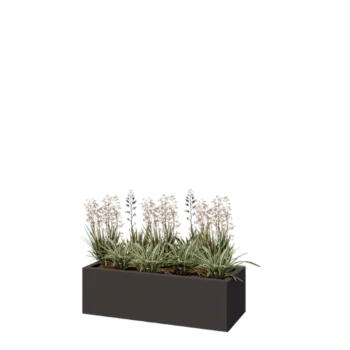 Jardinière en acier - Rectangle - 100 x 40 x 30 cm - RAL7016 mat (gris anthracite) - Avec plaque de fond