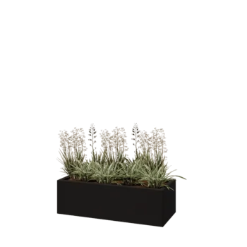 Jardinière en acier - Rectangle - 100 x 40 x 30 cm - RAL9005 mat (noir) - Sanc plaque de fond