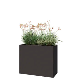 Jardinière en acier - Rectangle - 100 x 40 x 80 cm - RAL7016 mat (gris anthracite) - Sanc plaque de fond