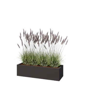 Jardinière en acier - Rectangle - 120 x 40 x 30 cm - RAL7016 mat (gris anthracite) - Sanc plaque de fond