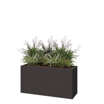 Jardinière en acier - Rectangle - 120 x 40 x 60 cm - RAL7016 mat (gris anthracite) - Avec plaque de fond