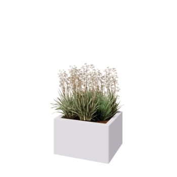 Jardinière en acier - Rectangle - 50 x 40 x 30 cm - RAL9010 mat (blanc) - Avec plaque de fond