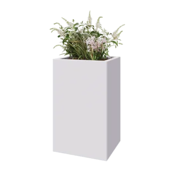 Jardinière en acier - Rectangle - 50 x 40 x 80 cm - RAL9010 mat (blanc) - Sanc plaque de fond
