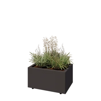 Jardinière en acier - Rectangle - 60 x 40 x 30 cm - Autre couleur RAL - Avec plaque de fond - Avec pieds