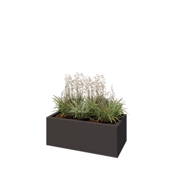 Jardinière en acier - Rectangle - 80 x 40 x 30 cm - RAL7016 mat (gris anthracite) - Avec plaque de fond