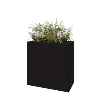 Jardinière en acier - Rectangle - 80 x 40 x 80 cm - RAL9005 mat (noir) - Sanc plaque de fond
