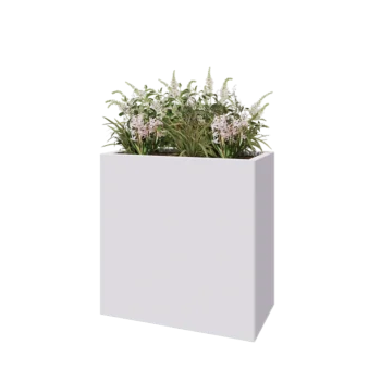 Jardinière en acier - Rectangle - 80 x 40 x 80 cm - RAL9010 mat (blanc) - Avec plaque de fond