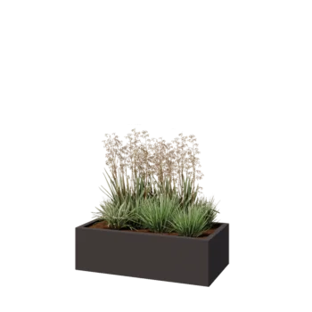 Jardinière en acier - Rectangle - 100 x 50 x 30 cm - RAL7016 mat (gris anthracite) - Avec plaque de fond