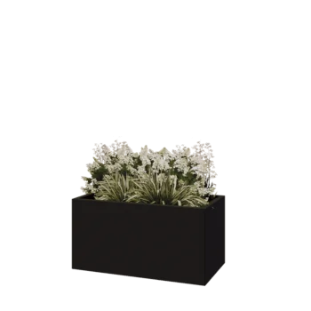Jardinière en acier - Rectangle - 100 x 50 x 50 cm - RAL9005 mat (noir) - Avec plaque de fond