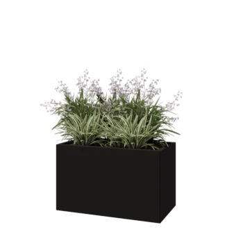 Jardinière en acier - Rectangle - 100 x 50 x 60 cm - RAL9005 mat (noir) - Avec plaque de fond