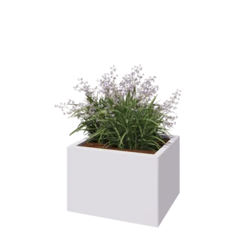 Jardinière en acier - Rectangle - 60 x 50 x 40 cm - RAL9010 mat (blanc) - Avec plaque de fond