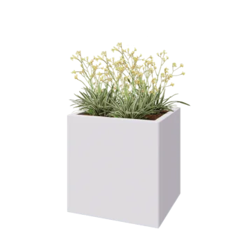 Jardinière en acier - Rectangle - 60 x 50 x 60 cm - RAL9010 mat (blanc) - Avec plaque de fond