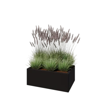 Jardinière en acier - Rectangle - 80 x 50 x 30 cm - RAL9005 mat (noir) - Avec plaque de fond