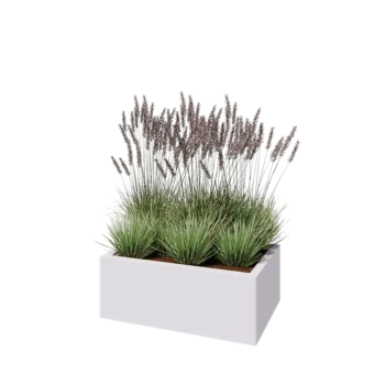 Jardinière en acier - Rectangle - 80 x 50 x 30 cm - RAL9010 mat (blanc) - Sanc plaque de fond