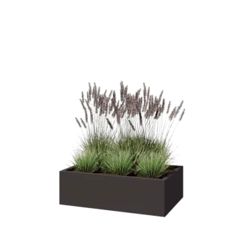 Jardinière en acier - Rectangle - 100 x 60 x 30 cm - Autre couleur RAL - Avec plaque de fond