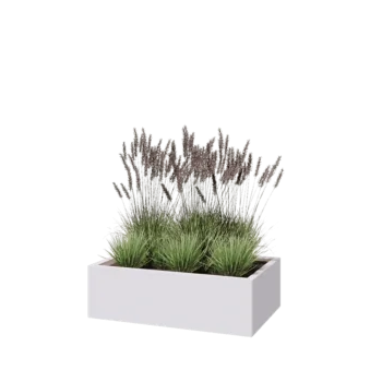 Jardinière en acier - Rectangle - 100 x 60 x 30 cm - RAL9010 mat (blanc) - Avec plaque de fond