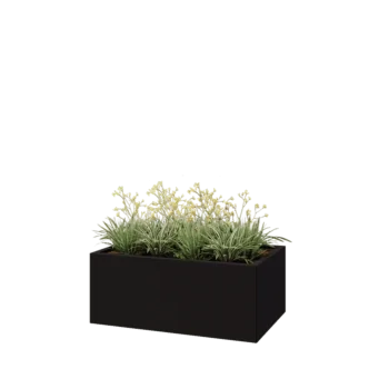 Jardinière en acier - Rectangle - 100 x 60 x 40 cm - RAL9005 mat (noir) - Sanc plaque de fond