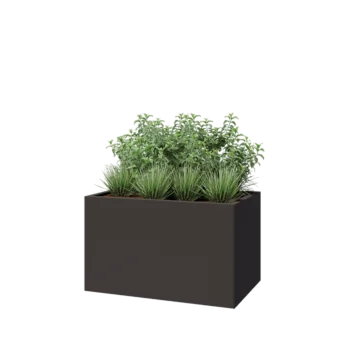 Jardinière en acier - Rectangle - 100 x 60 x 60 cm - RAL7016 mat (gris anthracite) - Sanc plaque de fond