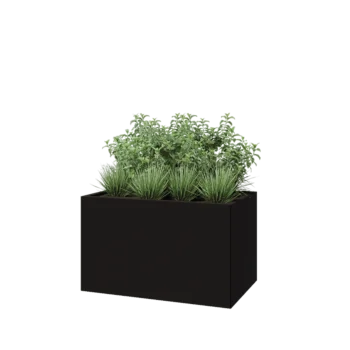 Jardinière en acier - Rectangle - 100 x 60 x 60 cm - RAL9005 mat (noir) - Sanc plaque de fond
