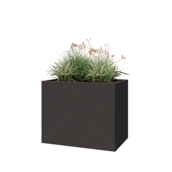 Jardinière en acier - Rectangle - 100 x 60 x 80 cm - RAL7016 mat (gris anthracite) - Sanc plaque de fond