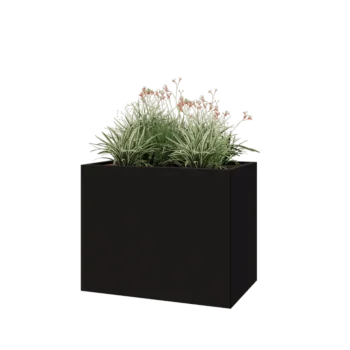 Jardinière en acier - Rectangle - 100 x 60 x 80 cm - RAL9005 mat (noir) - Sanc plaque de fond