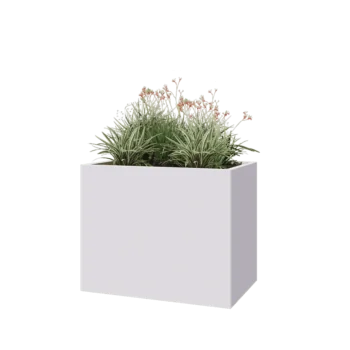 Jardinière en acier - Rectangle - 100 x 60 x 80 cm - RAL9010 mat (blanc) - Sanc plaque de fond