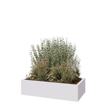Jardinière en acier - Rectangle - 120 x 60 x 30 cm - RAL9010 mat (blanc) - Sanc plaque de fond