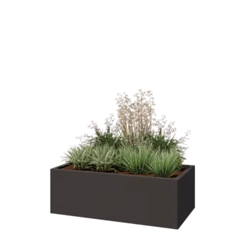 Jardinière en acier - Rectangle - 120 x 60 x 40 cm - RAL7016 mat (gris anthracite) - Avec plaque de fond